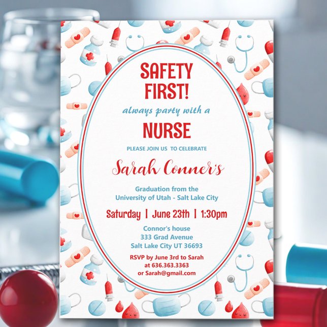 Abschluss der Krankenpflegerschule ärztliche Einla Einladung (Nurse Nursing School Graduation Medical Invitation)