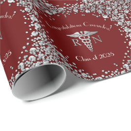 Abschluss der Krankenpflegerschule Maroon Silver Geschenkpapier