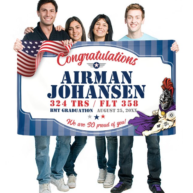 Abschluss der Luftwaffe 324 TRS Ritter Mascot 3x5' Banner (324 TRS Knights Mascot USAF Air Force BMT Basic Military Training Graduation Vinyl Banner, Proud Mom)