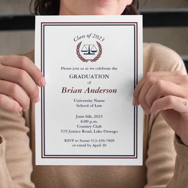 Abschluss der Maroon Justice Wreath Law School Einladung (Von Creator hochgeladen)