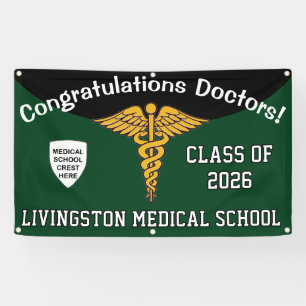 Abschluss der Medizin-Schule Green und Black Caduc Banner