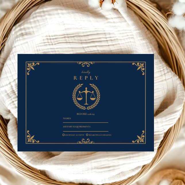 Abschluss der Navy Gold EleganLaw School RSVP Karte (Von Creator hochgeladen)