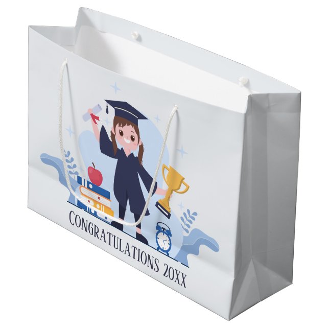 Abschluss der niedlichen Klasse im Jahr Große Geschenktüte (Vorderseite Schrägansicht)