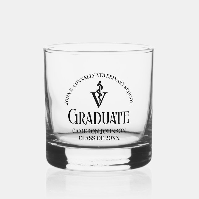 Abschluss der personalisierten Veterinärschule Whiskyglas (Vorderseite)