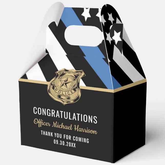 Abschluss der Polizeiakademie Thin Blue Line Flag Geschenkschachtel (Vorderseite)