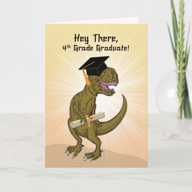 Abschluss der vierten Klasse T-Rex Dinosaur Karte (Vorderseite)