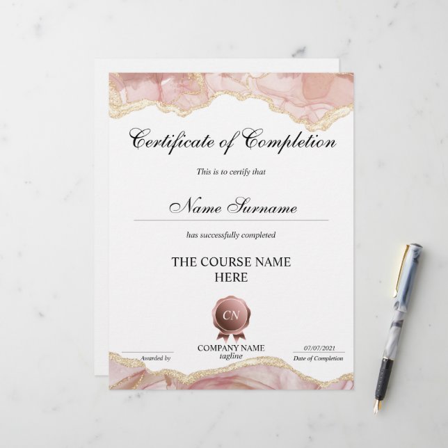 Abschluss des Abschlusszertifikats (Vorderseite/Rückseite Beispiel)