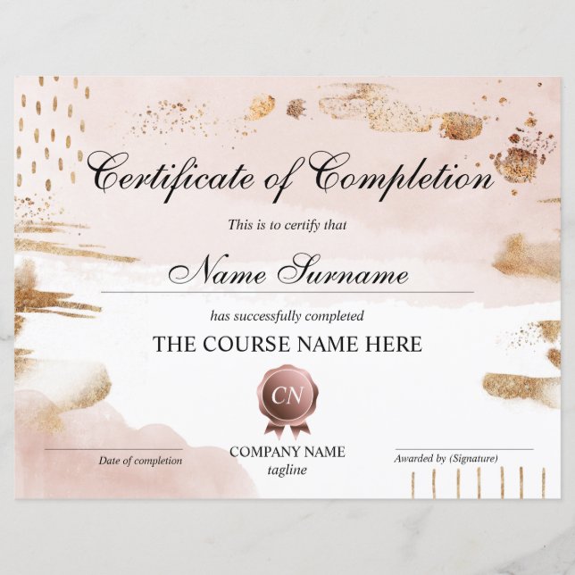 Abschluss des Abschlusszertifikats (Vorderseite)