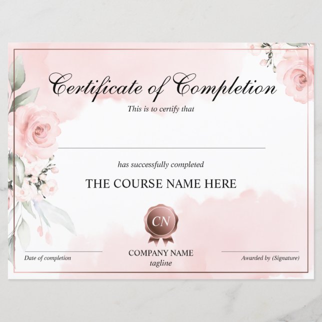 Abschluss des Abschlusszertifikats (Vorderseite)