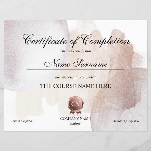 Abschluss des Abschlusszertifikats (Vorderseite)