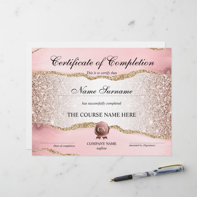 Abschluss des Abschlusszertifikats (Vorderseite/Rückseite Beispiel)