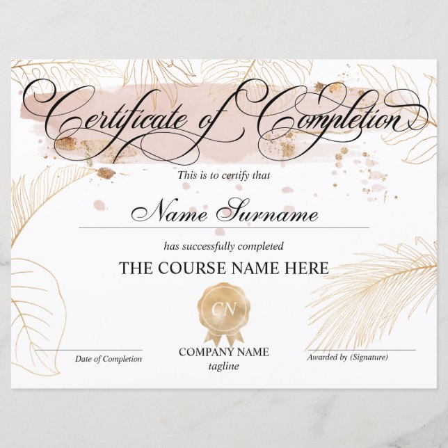 Abschluss des Abschlusszertifikats (Vorderseite)