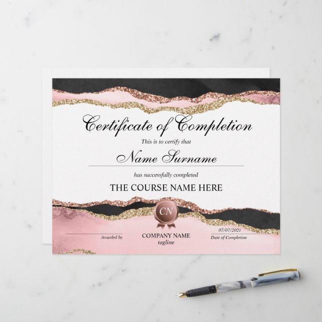 Abschluss des Abschlusszertifikats (Vorderseite/Rückseite Beispiel)