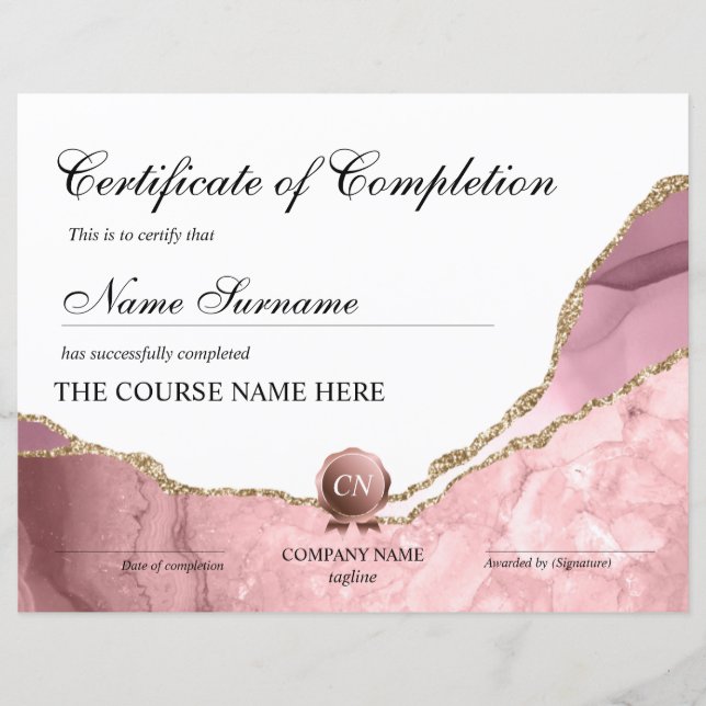 Abschluss des Abschlusszertifikats (Vorderseite)