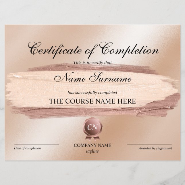 Abschluss des Abschlusszertifikats (Vorderseite)