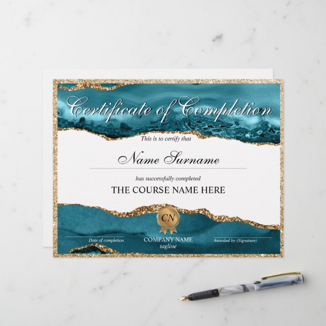 Abschluss des Abschlusszertifikats (Vorderseite/Rückseite Beispiel)