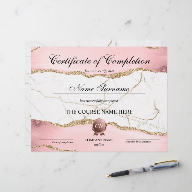 Abschluss des Abschlusszertifikats (Vorderseite/Rückseite Beispiel)