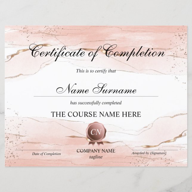 Abschluss des Abschlusszertifikats (Vorderseite)