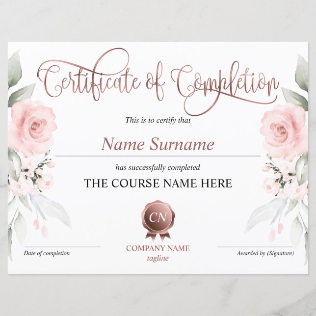 Abschluss des Abschlusszertifikats (Vorderseite)