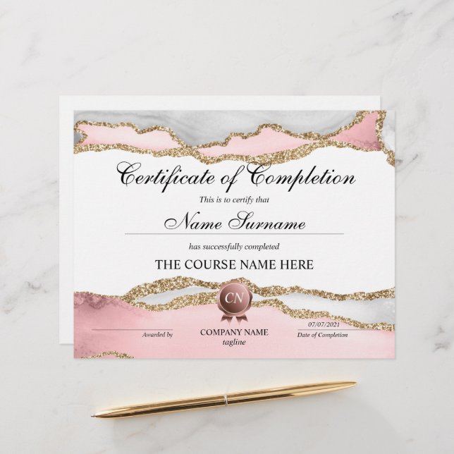 Abschluss des Abschlusszertifikats (Vorderseite/Rückseite Beispiel)