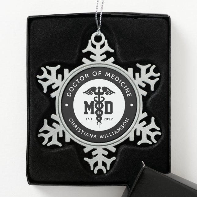 Abschluss des Arztes für Medizin Schneeflocken Zinn-Ornament (Box)