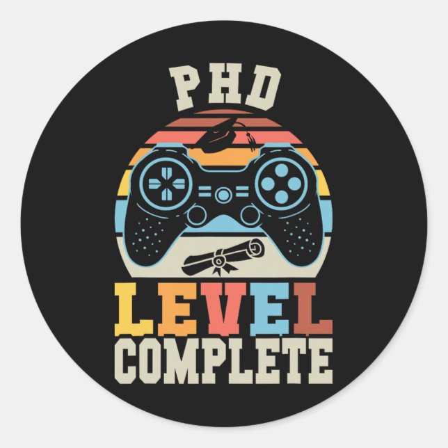 Abschluss des Doktoratsstudiums für Retro-Gamer au Runder Aufkleber (Vorderseite)