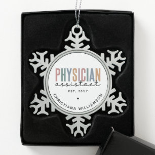 Abschluss des personalisierten PA-Arztes Schneeflocken Zinn-Ornament