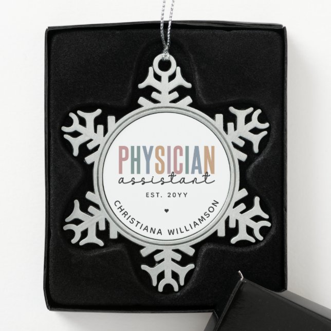 Abschluss des personalisierten PA-Arztes Schneeflocken Zinn-Ornament (Box)