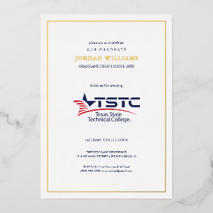 Abschluss des Texas State Technical College Folieneinladung