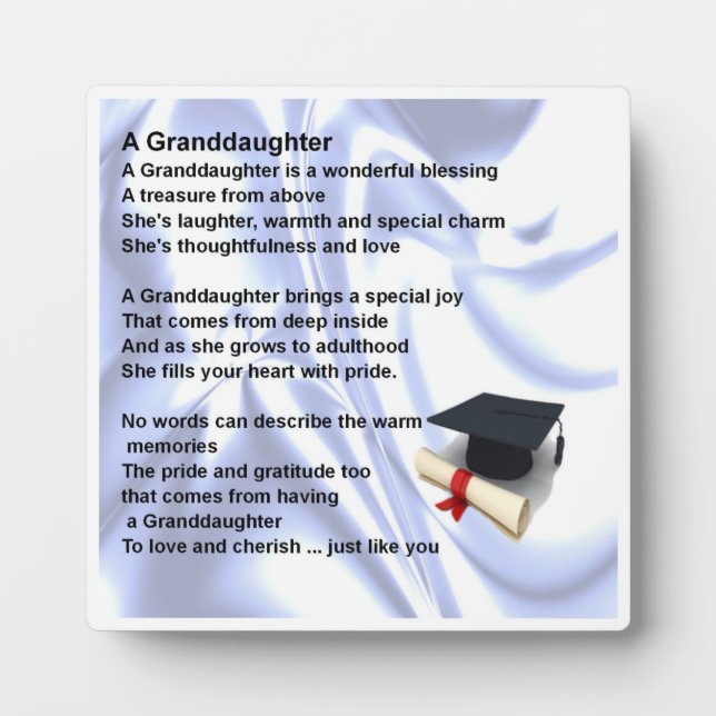 Abschluss Design Großtochter Gedicht Plaque Fotoplatte (Vorderseite)