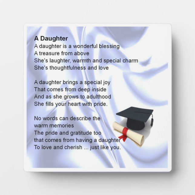 Abschluss Design Tochter Poem Plaque Fotoplatte (Vorderseite)