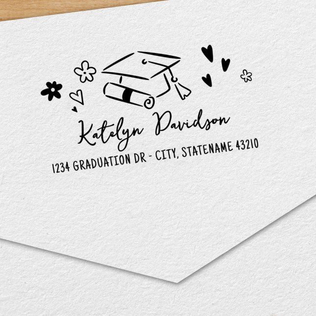 Abschluss-Doodle-Name-Adresse Permastempel (Von Creator hochgeladen)