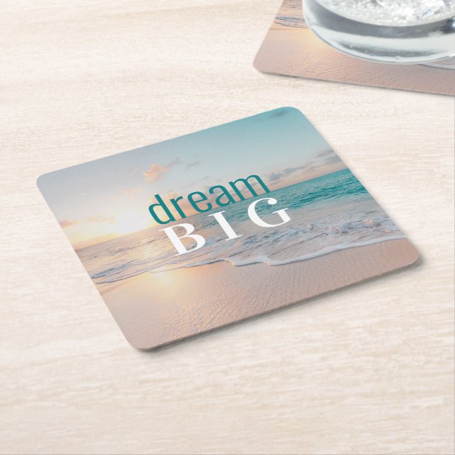 Abschluss Dream Big Beach Foto Positive Lage Rechteckiger Pappuntersetzer (angewinkelt)
