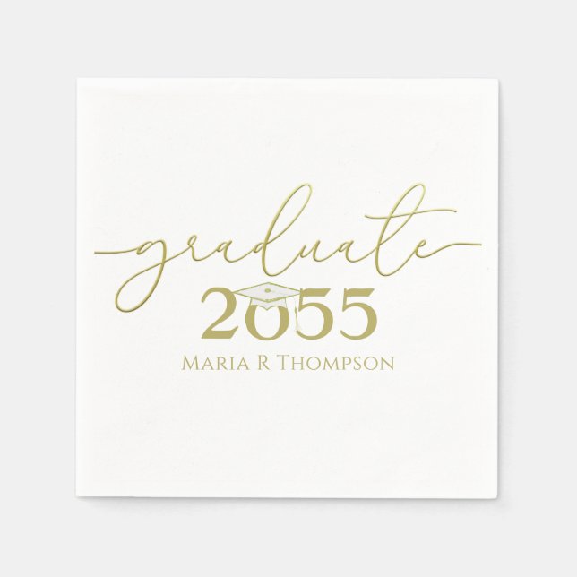 Abschluss Einfach Elegante Gold Minimalistisch Mod Serviette (Vorderseite)