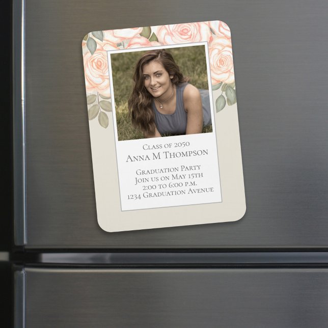 Abschluss Einfaches Foto Rose Grün Magnet (Von Creator hochgeladen)
