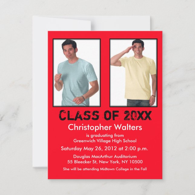 Abschluss Einladung 2 Bilder rot hinzufügen (Vorderseite)