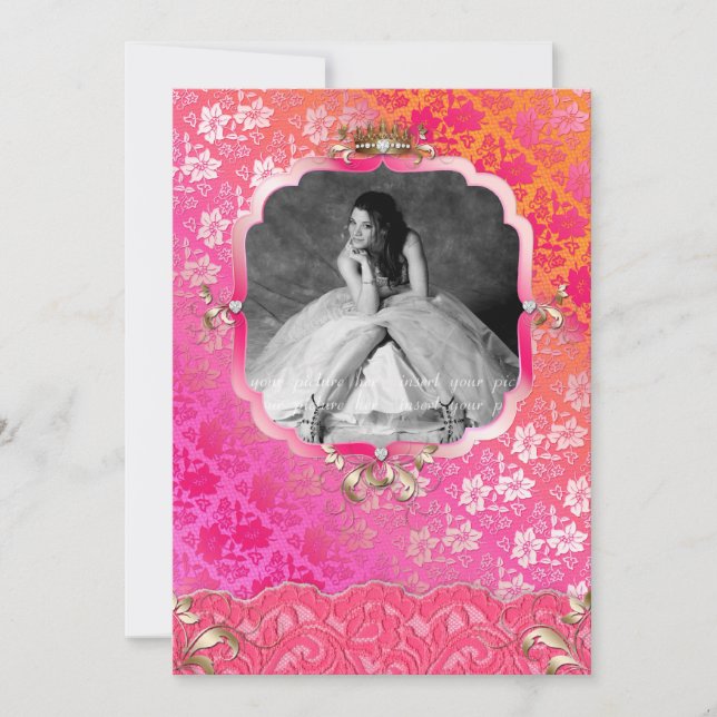 Abschluss Einladung Ankündigung Lace Crown PRO (Vorderseite)