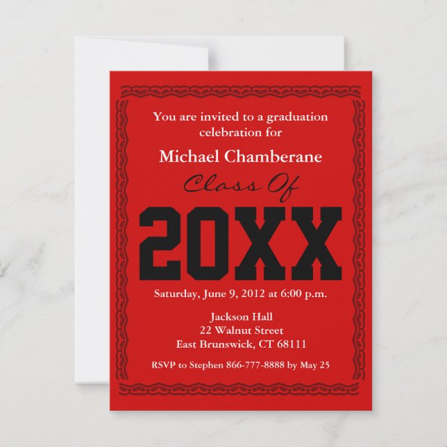 Abschluss Einladung Classic Red (Vorderseite)