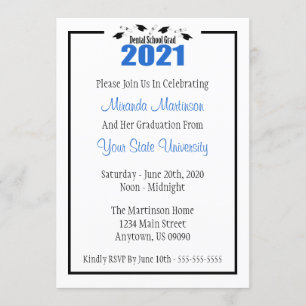 Abschluss-Einladung der Zahnärzteschule 2021 (Blue Einladung
