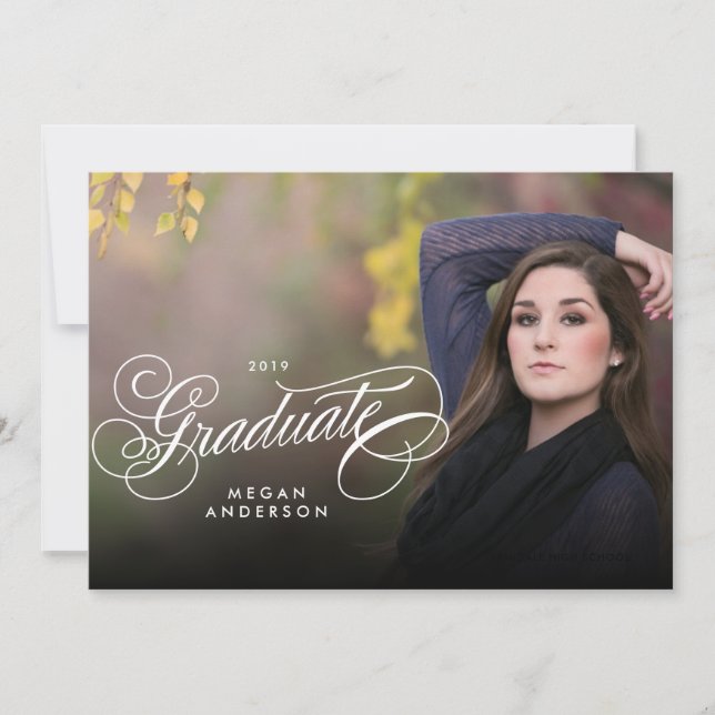 Abschluss-Einladung für Skript-Foto Ankündigung (Vorderseite)