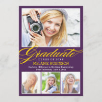 Abschluss-Einladung - Lila