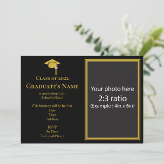 Abschluss-Einladung mit Mortarboard (Gold Themed) Einladung
