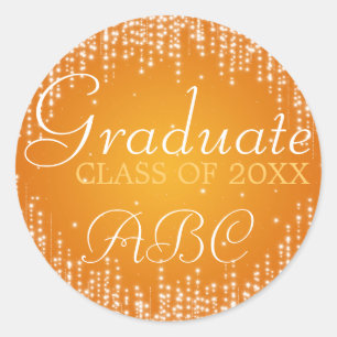 Abschluss-elegante Nacht blenden Orange Runder Aufkleber
