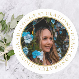 Abschluss Elegantes Gold Custom Foto Runder Aufkleber