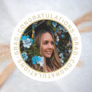Abschluss Elegantes Gold Custom Foto Runder Aufkleber
