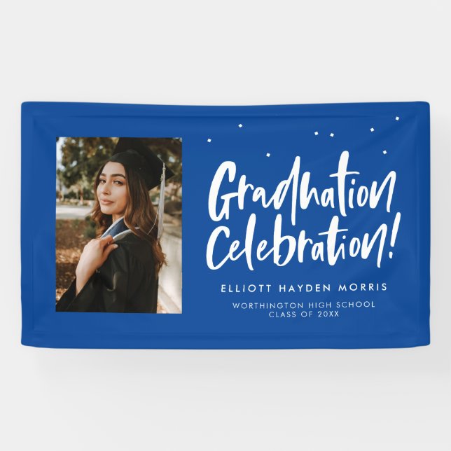 Abschluss feiern Blue Graduate Party Foto Banner (Horizontal)