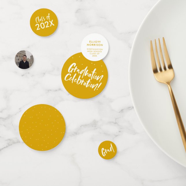 Abschluss feiern goldgelb konfetti (Gruppe)