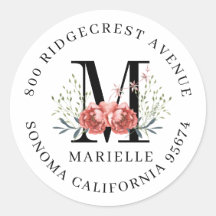 Abschluss Floral Monogram Rücksendeadresse