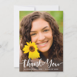 Abschluss Floral Sunflower White Script Vielen Dan Dankeskarte