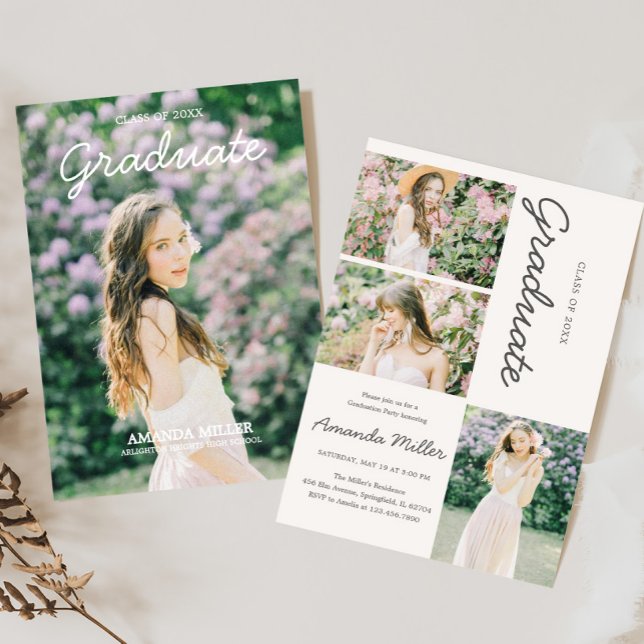 Abschluss Foto Ankündigung Einladung (Photo Graduation Announcement Graduation Party Invitation with Front and Back)